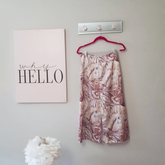 NWT Scotch & Soda satin-like abstract marble print A-line midi skirt, XS - Picture 10 of 10